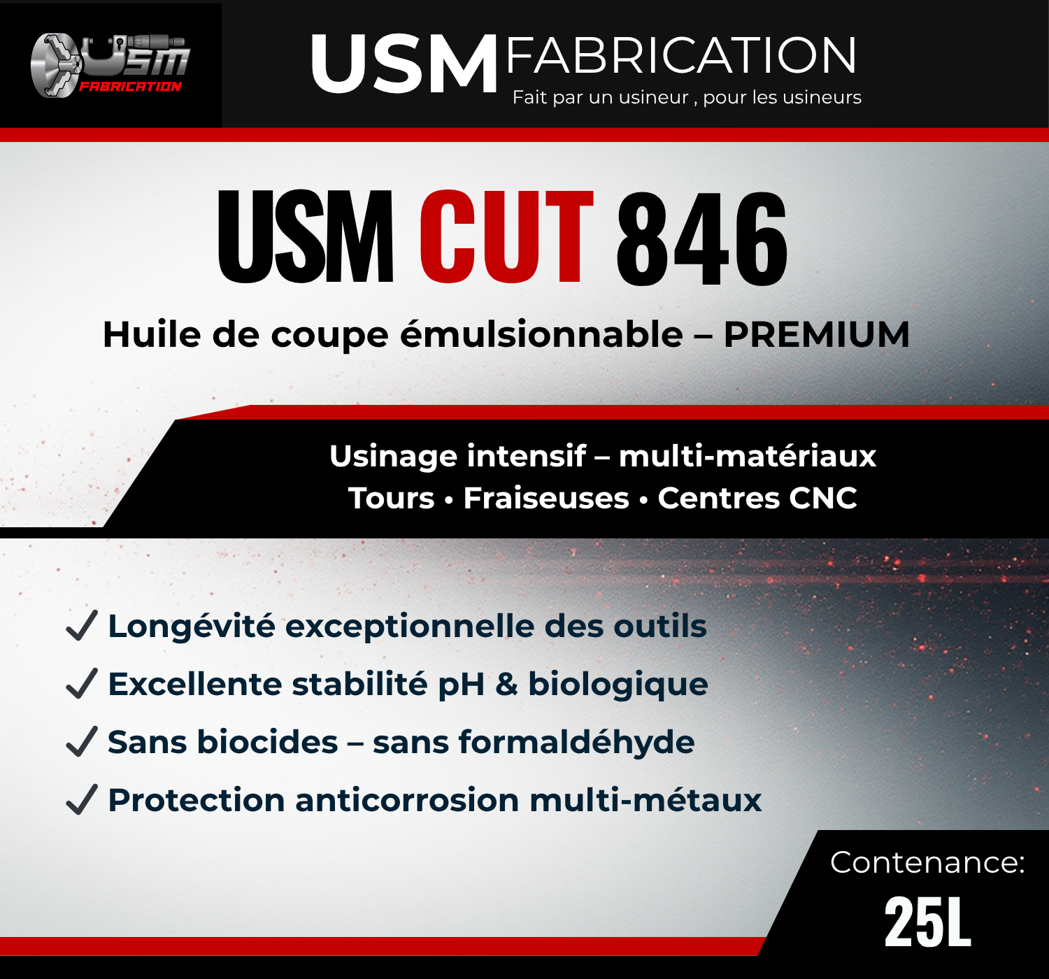 USM CUT 846 – Huile de coupe soluble haute performance USMfabrication
