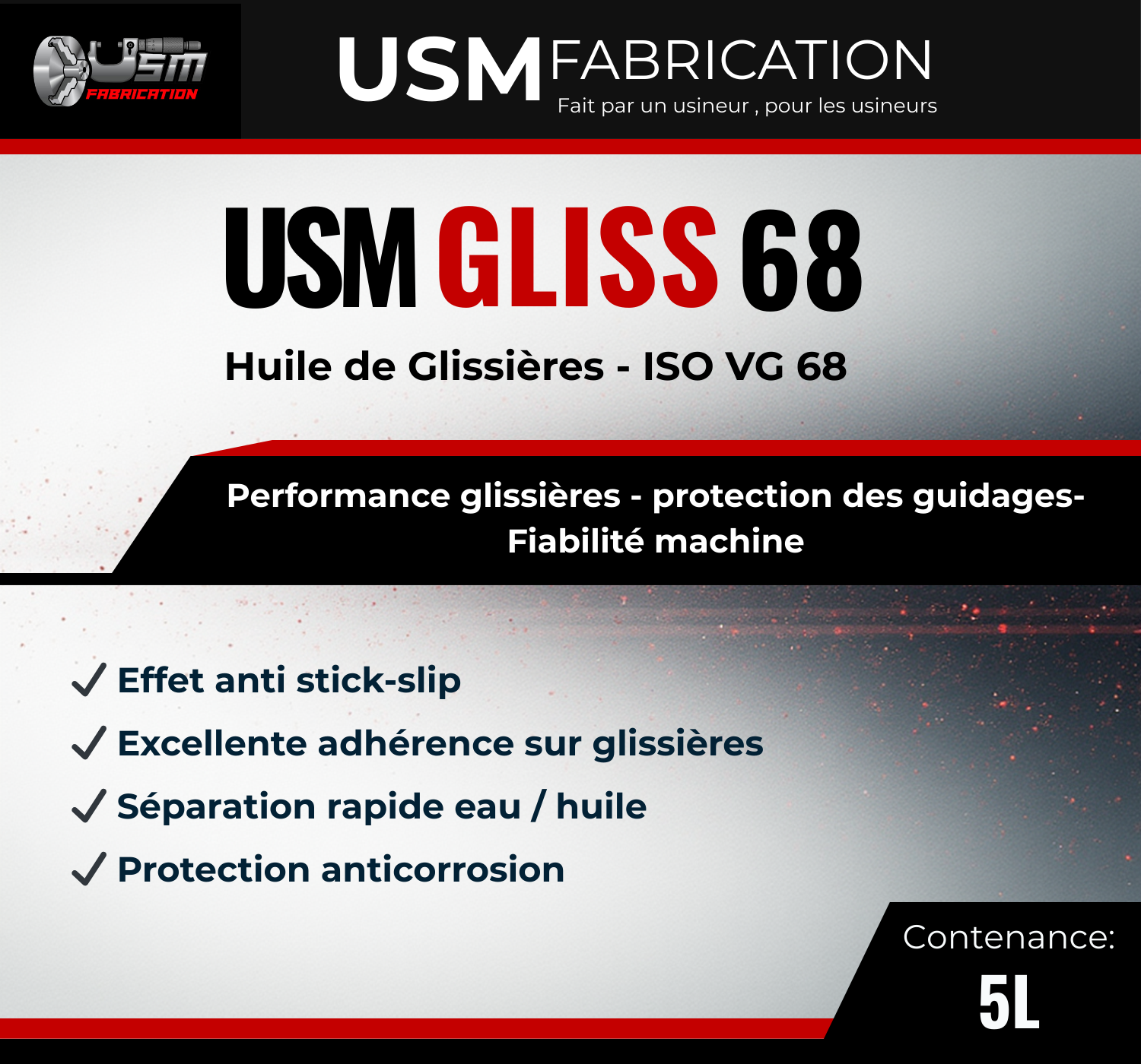 Huile de glissières ISO VG 68 - USM GLISS 68 - 5L / 25L USMfabrication