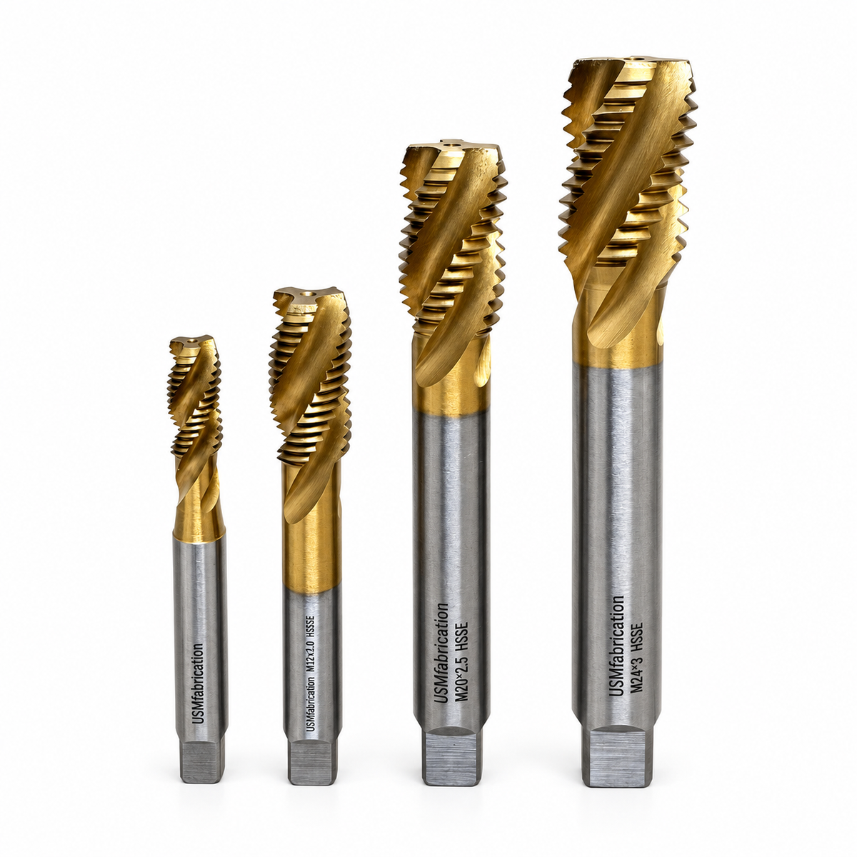 Taraud machine trou borgne – Goujures hélicoïdales revêtu TiN, M2 à M30 | Série USMfabrication™ USMfabrication